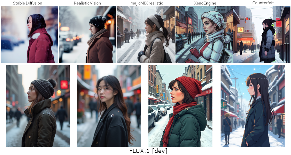 SD vs FLUX in art styles