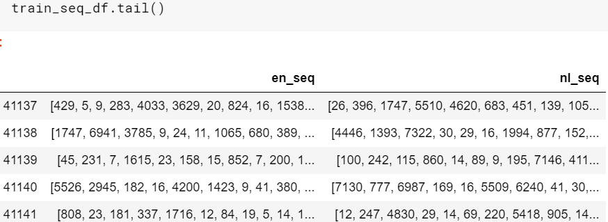 Language sequence dataframe